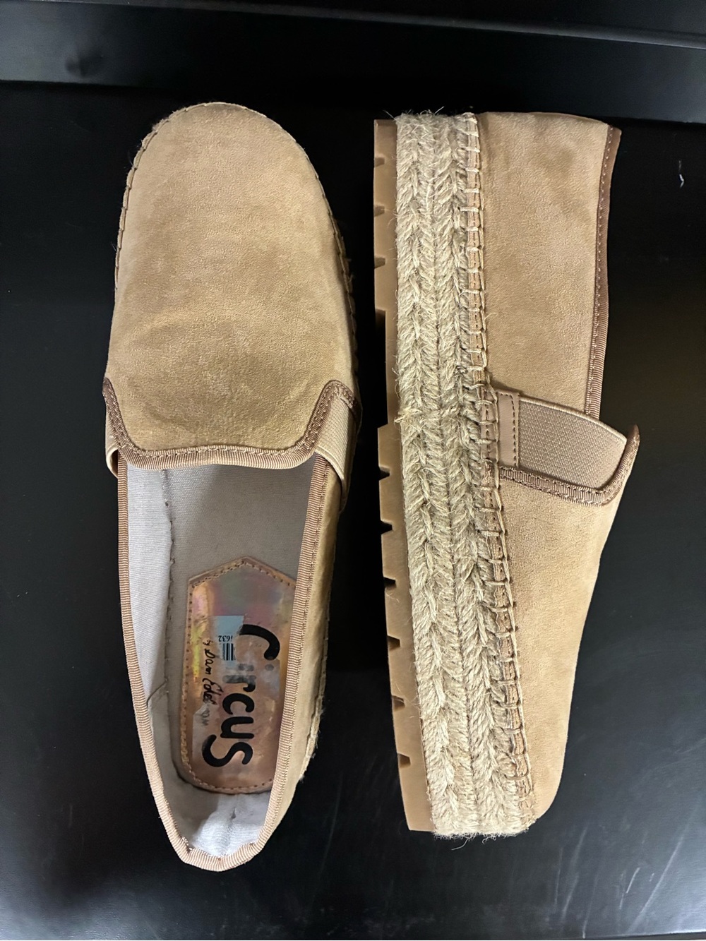 Circus by Sam Edelman Iridescent Gold-Tan Espadrille Insole Slip-On Sz 9
